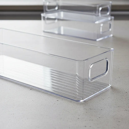 Canasto Organizador Acrílico Multiuso Transparente Asas 39cm Transparente
