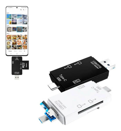 Lector De Tarjeta Sd Universal Usd-micro-usb-c Funcion Otg Blanco Negro