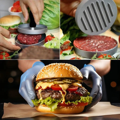 Molde Para Hamburguesas De Metal Individual 11.9x11.9x1.8 Cm Plateado