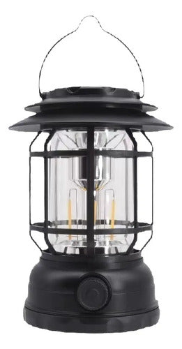 Farol Led Solar Recargable Panel Usb Tipo C Panel Colgante Negro