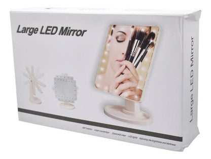 Espejo Tocador Para Maquillaje Con Luz Led Con Rotacion Negro