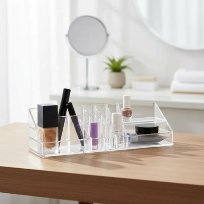 Organizador Acrílico Maquillaje Cosmético 14 Compartimientos Blanco