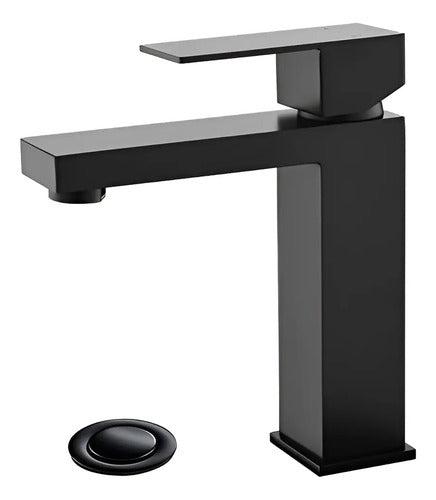 Grifo De Baño Negro Mate De Un Solo Orificio Manija In