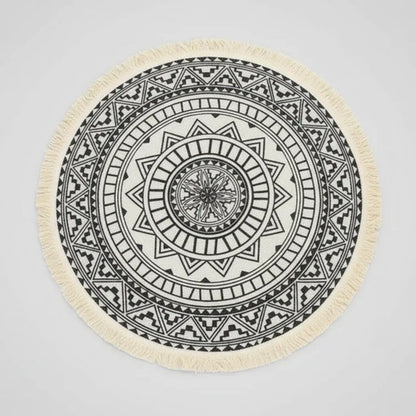 Alfombra Redonda Mandala Algodon 60cm Decorativa Dormitorio 60 Cm Blanco