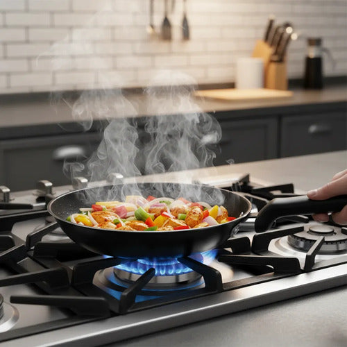 Sartén Antiadherente 24cm Cocina Mango Práctico Liviano Negro