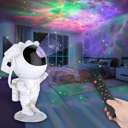Lampara Veladora Proyector De Galaxia Astronauta Con Control Blanco