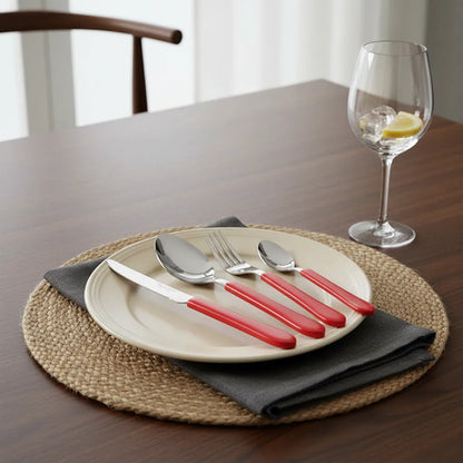 Set/juego De Cubiertos Acero Inoxidable Pack X20 Piezas Mesa Rojo