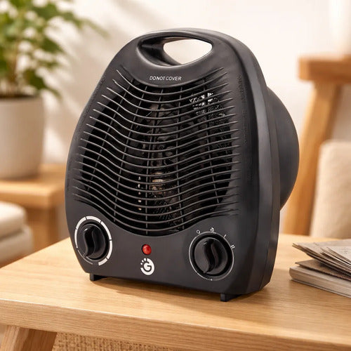 Calefactor Portátil Caloventilador Eléctrico Termostato Negro