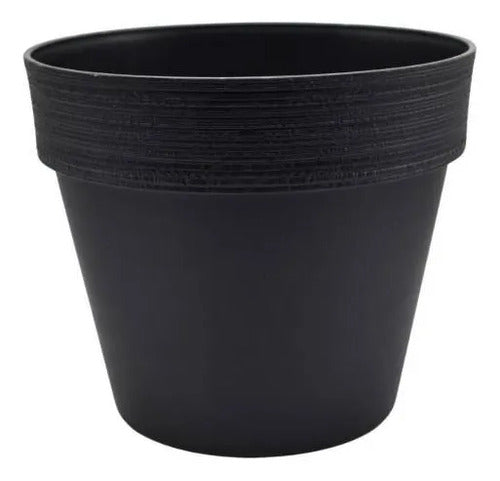 Maceta Plastica Redonda Decorativa 35x30cm Jardin Exterior Negro