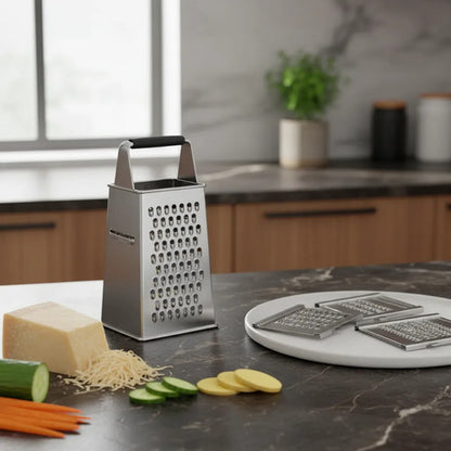 Rallador 4 En 1 Cuchillas Intercambiables Acero Inoxidable Plateado