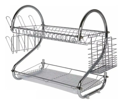 Escurridor Secaplatos Cocina Metal 2 Pisos/niveles Cocina Plateado