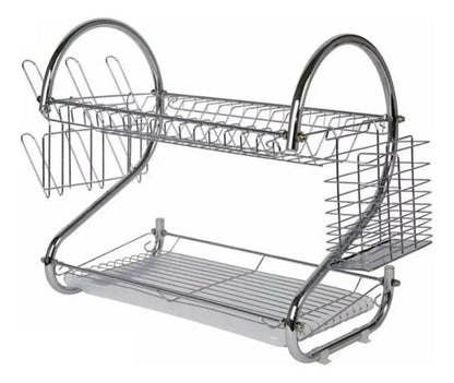 Escurridor Secaplatos Cocina Metal 2 Pisos/niveles Cocina Plateado