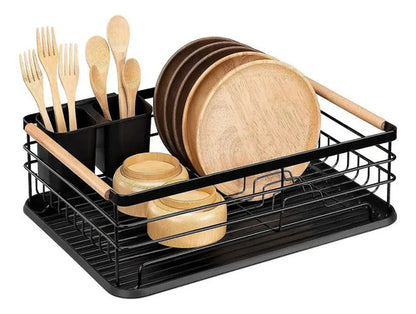 Escurridor Secaplatos Cubiertos Organizador Cocina Acero Negro