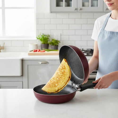 Sarten Doble Omeleteras 20cm Antiadherente Cocina Aleatorio - 2 Colores