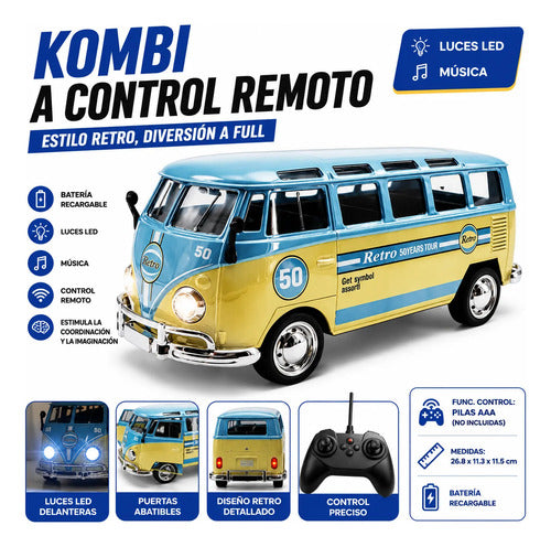 Kombi Control Remoto Recargable Luces Led Música 27cm Auto Aleatorio