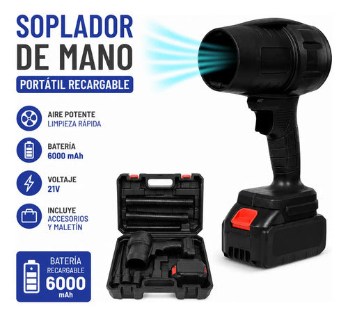 Soplador De Mano Portátil Recargable Con Maletín Portátil Negro