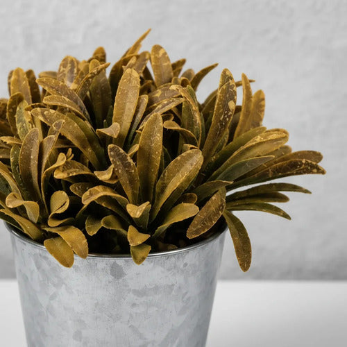 Maceta Metálica Decorativa Planta Artificial 15x8 Cm Amarillo