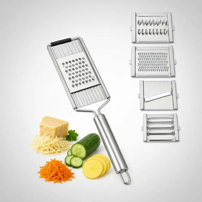 Rallador 4 En 1 Cuchillas Intercambiables Acero Inoxidable Plateado