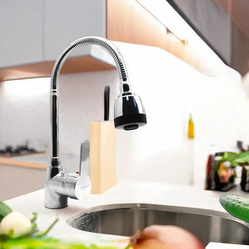 Monocomando Mesada Rifo Flexible Cromado Canilla Cocina