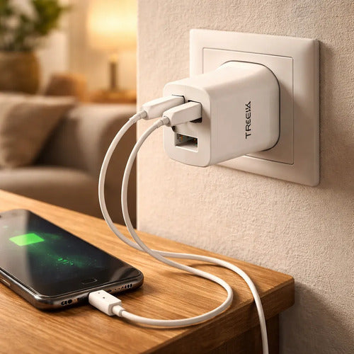 Cargador Doble 2 Usb 3.1a Celular Tablet Pared Carga Rapida Blanco