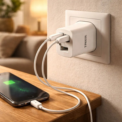Cargador Doble 2 Usb 3.1a Celular Tablet Pared Carga Rapida Blanco