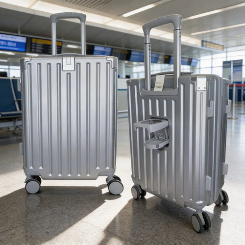 Valija Viaje Rigida 4 Ruedas Colores Puerto Usb 24 Pulgadas Gris Rayas