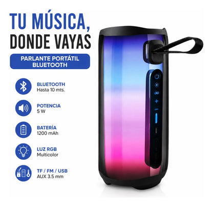 Parlante Bluetooth Portátil Rgb Fm Usb Tf Inalámbrico 3.5 2 Colores - Según Stock