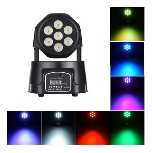Foco Fiesta Disco Cabeza Movil Robotico Par 7 Led Rgbw Dmx