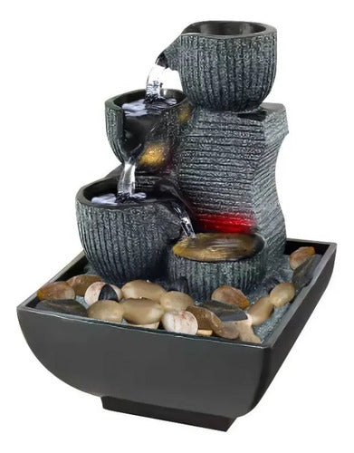 Fuente Agua Decorativa Zen Led Cascada Usb Interior 17x11x9 Negro