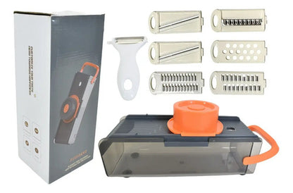 Rallador Cortador Pelador De Frutas Verduras Vegetales Gris Con Naranja