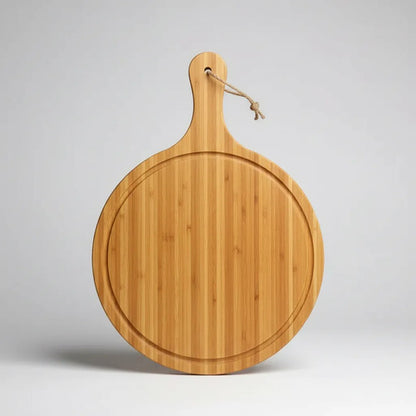 Tabla Cortar Picar Pizza Redonda Madera Con Mango 52x37cm Tabla Pizzera Con Mango