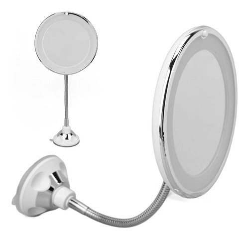 Espejo Maquillaje Luz Led Redondo Con Aumento Ventosa Blanco