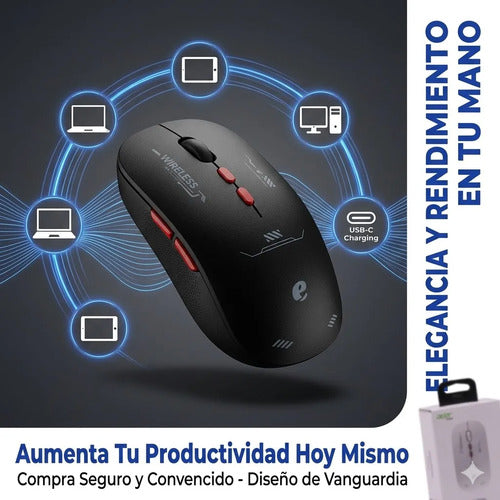 Mouse Inalambrico Bluetooth Usb Recargable Tipo C 1600 Dpi Blanco