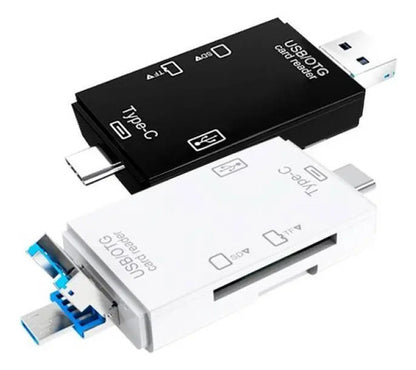Lector De Tarjeta Sd Universal Usd-micro-usb-c Funcion Otg Blanco Negro