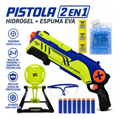 Set Lanzador Hidrogel Espuma 2 En 1 Blanco Accesorios 12m Verde