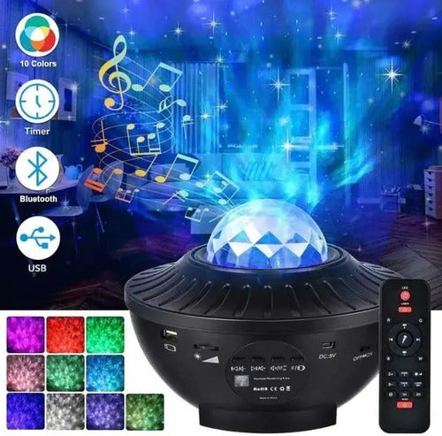 Proyector Led Universo Estrellas Galaxia Bluetooth Parlante Veoquiero Tm9613 Color Negro