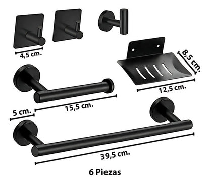 Set Accesorios Baño Juego 6 Piezas Acero Inoxidable