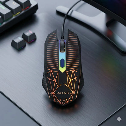 Mouse Gamer Optico Usb Rgb Botones Pc Notebook Laptop Raton Negro Mate