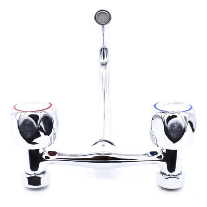 Canilla Cocina Pared Grifo Mesada Doble Comando 15cm Metal