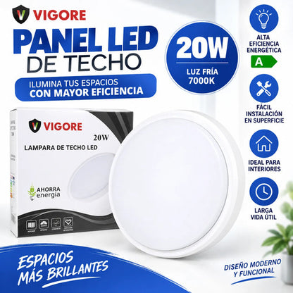 Panel Led Redondo Superficie 20w Luz Fría 7000k Plafón Blanco