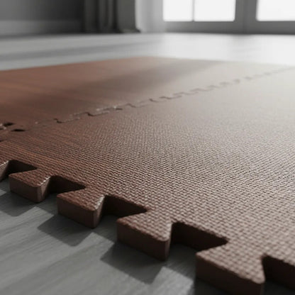 Tapete Piso Alfombra Goma Encastrable Simil Madera X4 Marrón Símil Madera