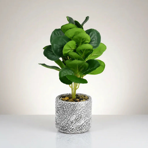 Planta Decorativa Artificial Maceta Ceramica 30x9cm Blanco