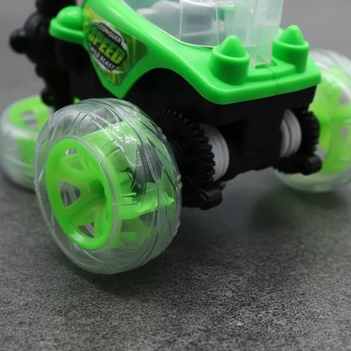 Auto Acrobático Control Remoto 360 Luces Música Recargable Verde