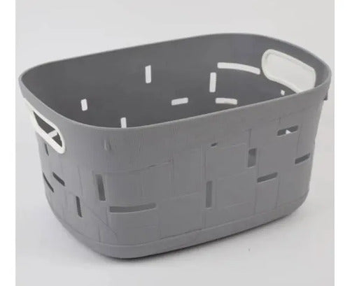 Canasto Cesto Organizador Plástico Multiuso Asas 32,5cm Gris