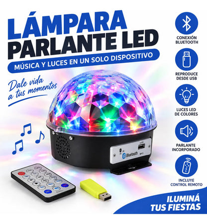 Lámpara Luz Disco Led Parlante Bluetooth Control Remoto Usb Negro / Transparente