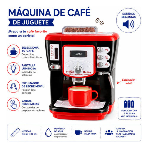 Cafetera Infantil Luz Sonido Taza Espumador 2 Pilas Aa