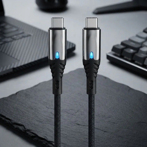Cable Reforzado C A C 1m 5.1a Carga Datos Led Reforzado Negro