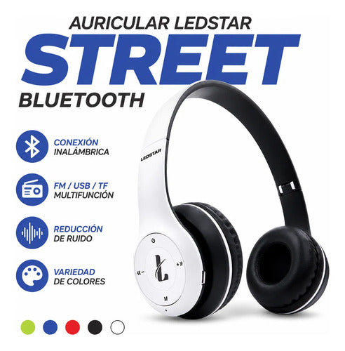 Auricular Bluetooth Tf Aux 3.5 Micrófono Vincha Ajustable Azul