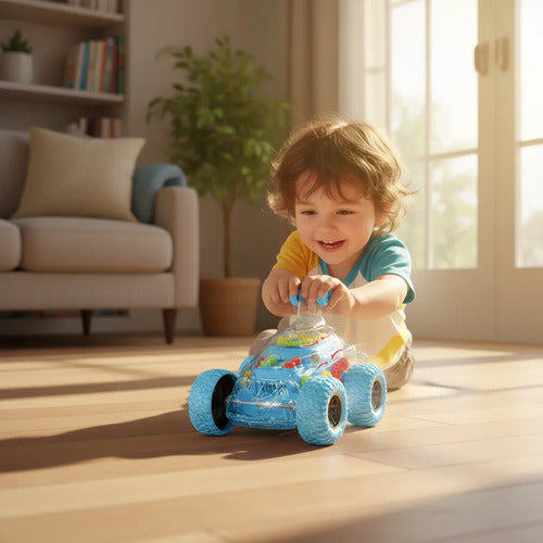 Auto Juguete Automático Transparente 360 Luz Música Infantil Sin Personaje Aleatorio - 2 Colores
