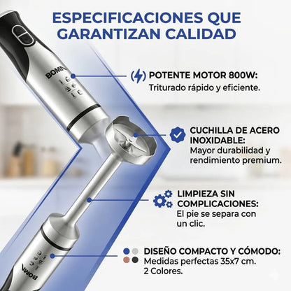 Mixer Multifuncion Boma 800w Cuchilla Acero Inoxidable 35cm 2 Colores Por Diponibilidad